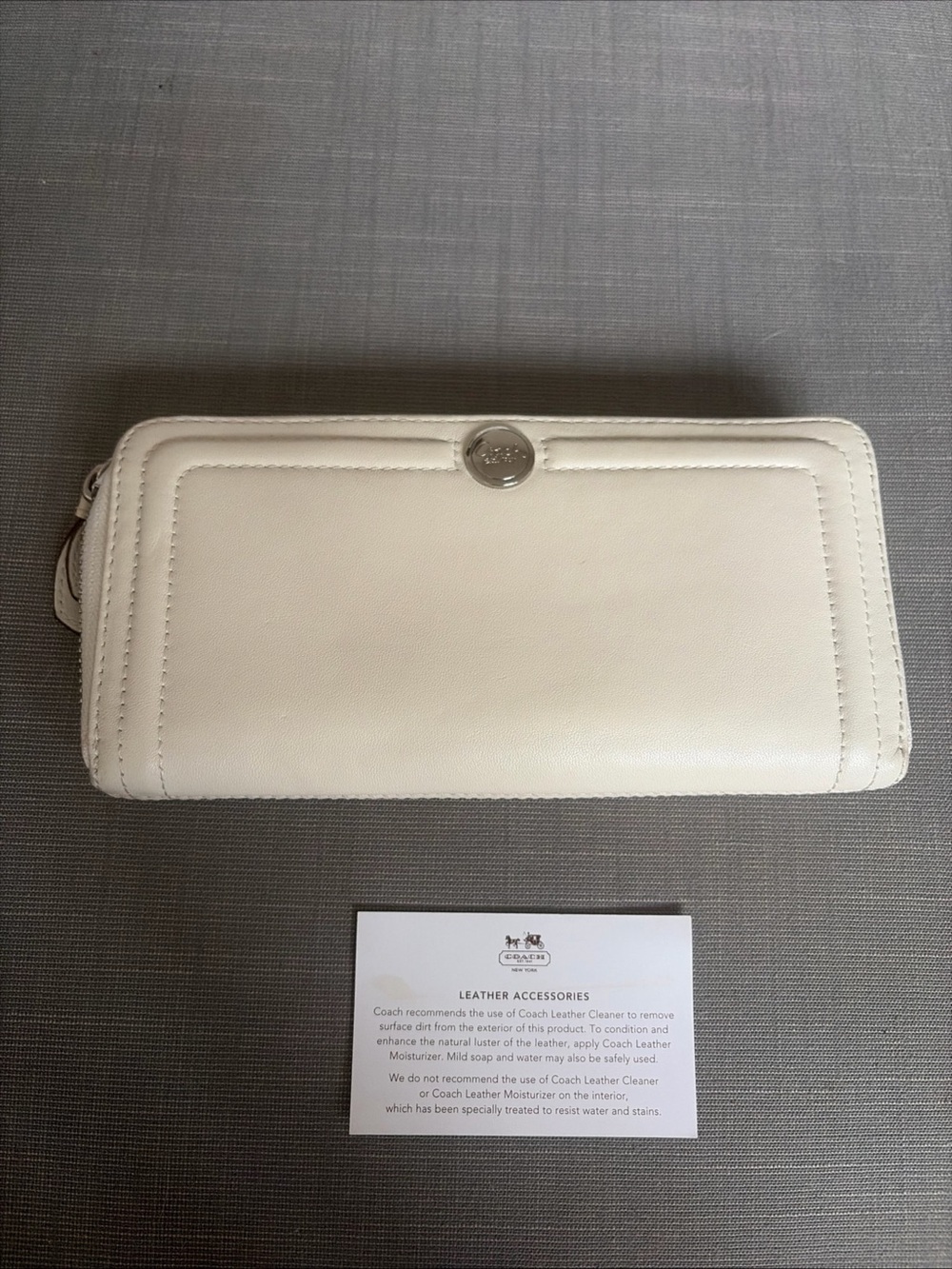 Coach Cream Leather Zip Wallet